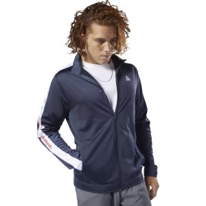 Kurtka Męskie Reebok Training Essentials Linear Logo Track Granatowe PL 61FVRYG